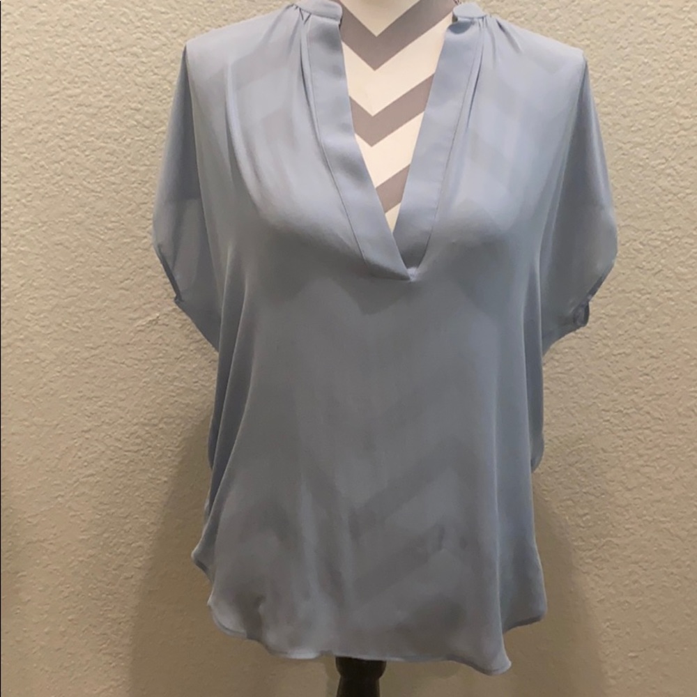 Vince Silk Light Blue V-Neck Blouse XXS